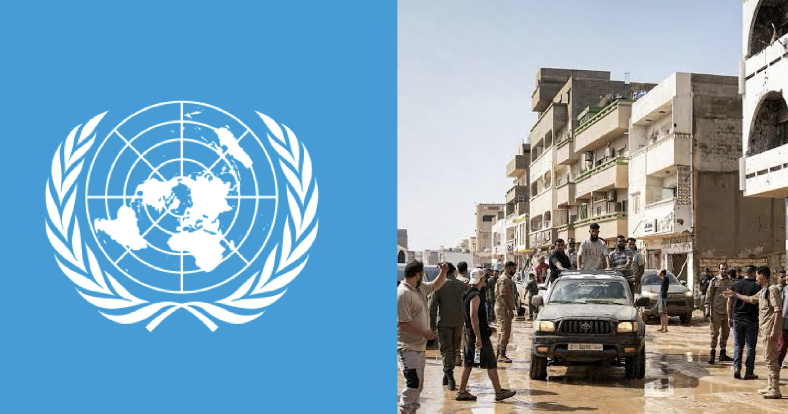 UN logo (credit: wikipedia) and Libya (credit: Aljazeera)