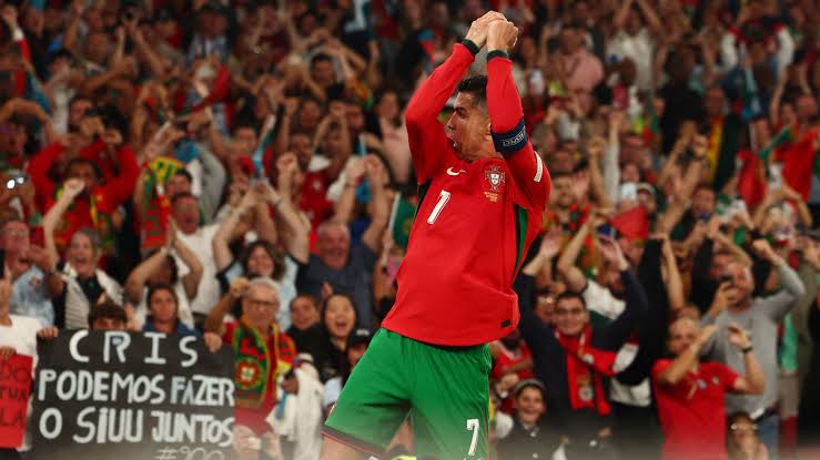Ronaldo celebrating against Scotland