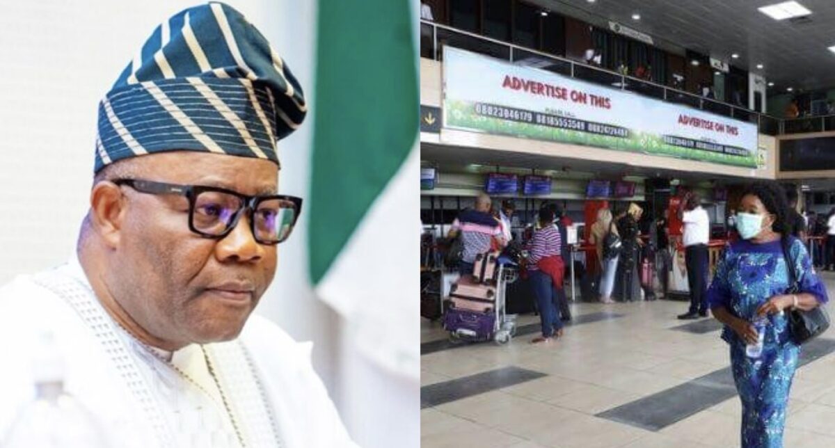 Senate President Godswill Akpabio and Nigerians at airport