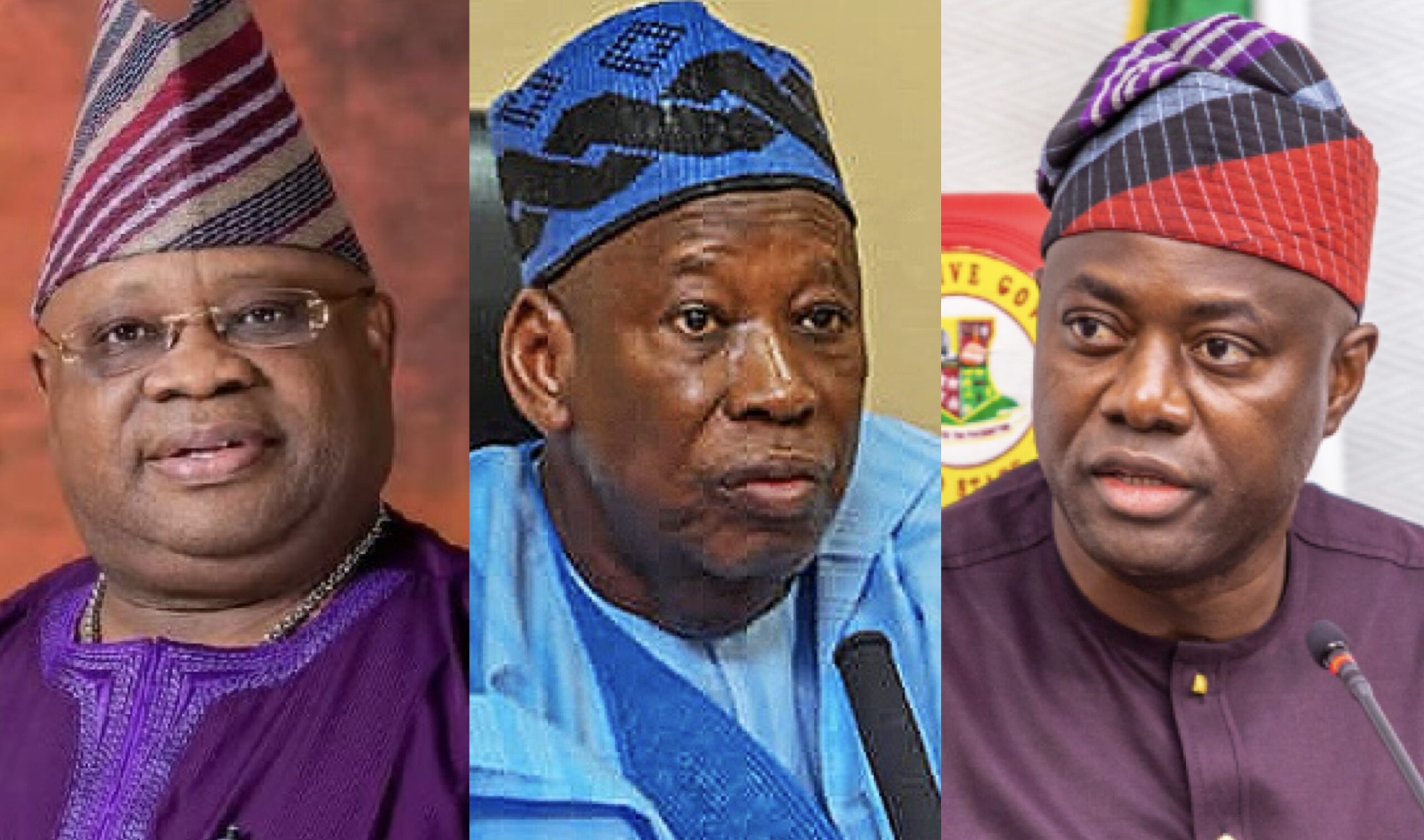 APC national chair Abdullahi Ganduje, Ademola Adeleke and Seyi Makinde