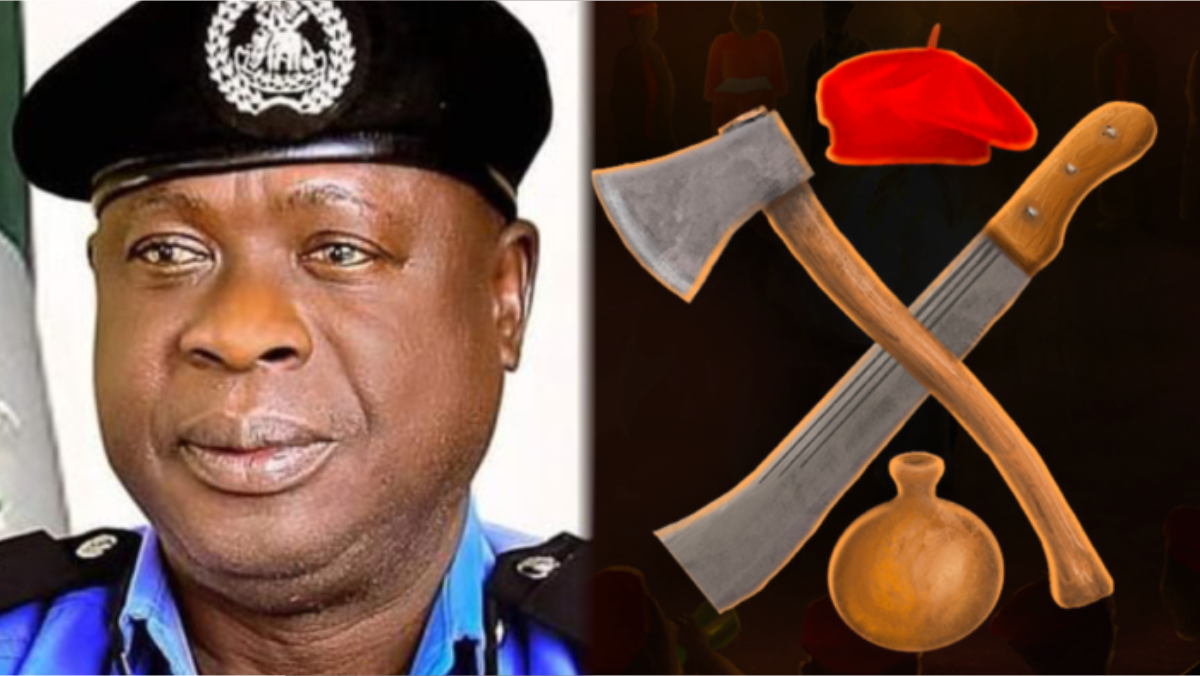 Kwara Commissioner of Police (CP), Mohammed Bagega and Cult symbol used to illustrate the story