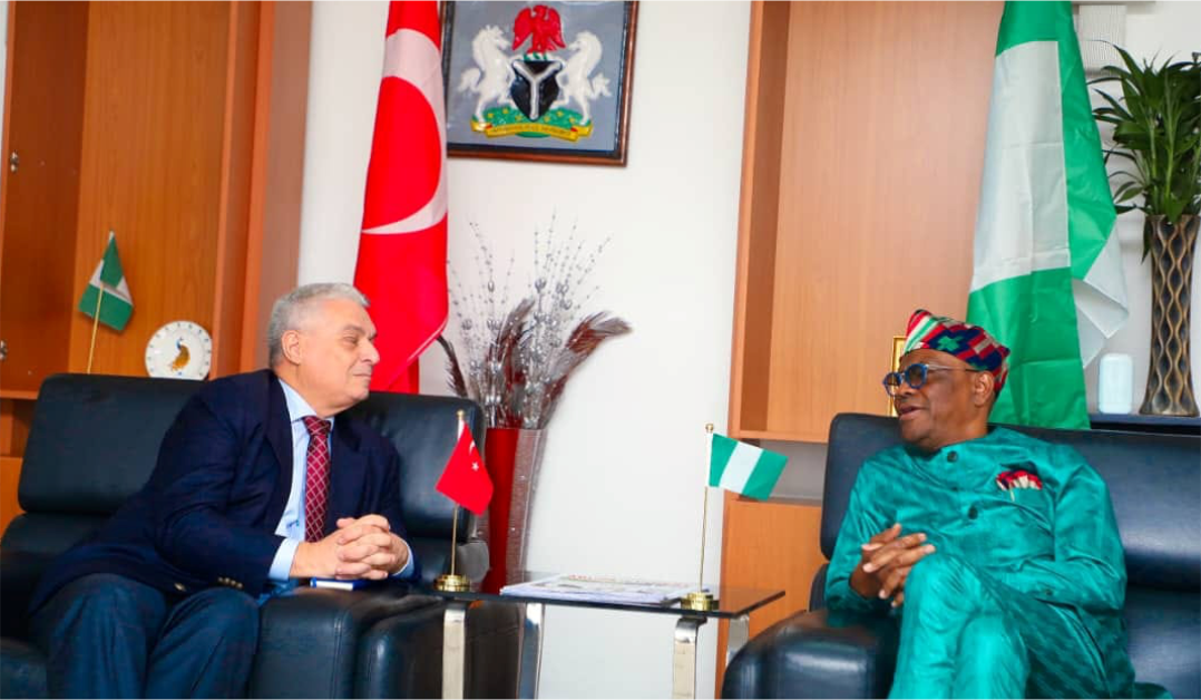 (L-R) Turkish Ambassador to Nigeria, H.E. Hidayet Bayraktar with FCT minister Nyesom Wike [Photo Wike]