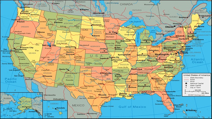 Map of the United States, [CREDIT: Geology.com]