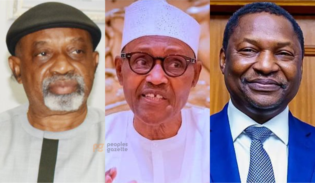 Minister of Labour Chris Ngige, President Muhammadu Buhari, AGF Abubakar Malami