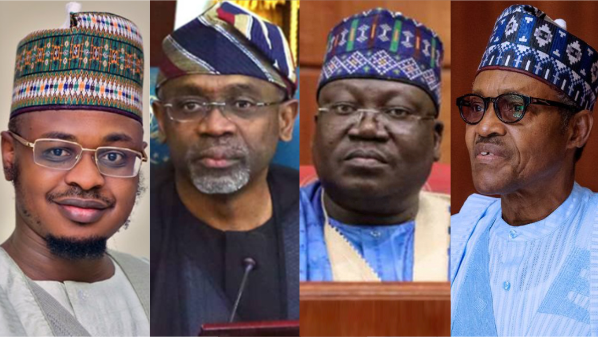 Minister of communications and digital economy, Isa Pantami, Speaker of House of Reps, Femi Gbajabiamila, President of the Nigerian Senate, Ahmad Lawan, and President Muhammadu Buhari