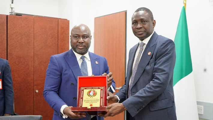 The chairman of the service, Michael Ango and executive chairman of the EFCC, Olanipekun Olukoyede