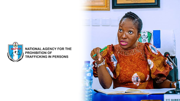 NAPTIP logo and Fatima Waziri-Azi