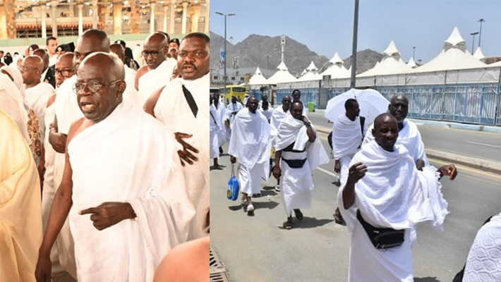 Tinubu performing hajj; other Nigerian hajj pilgrims