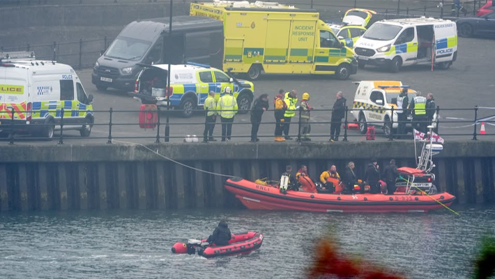 Police at the accident scene near River Wear 