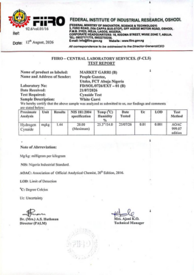 Test Result of Sample B
