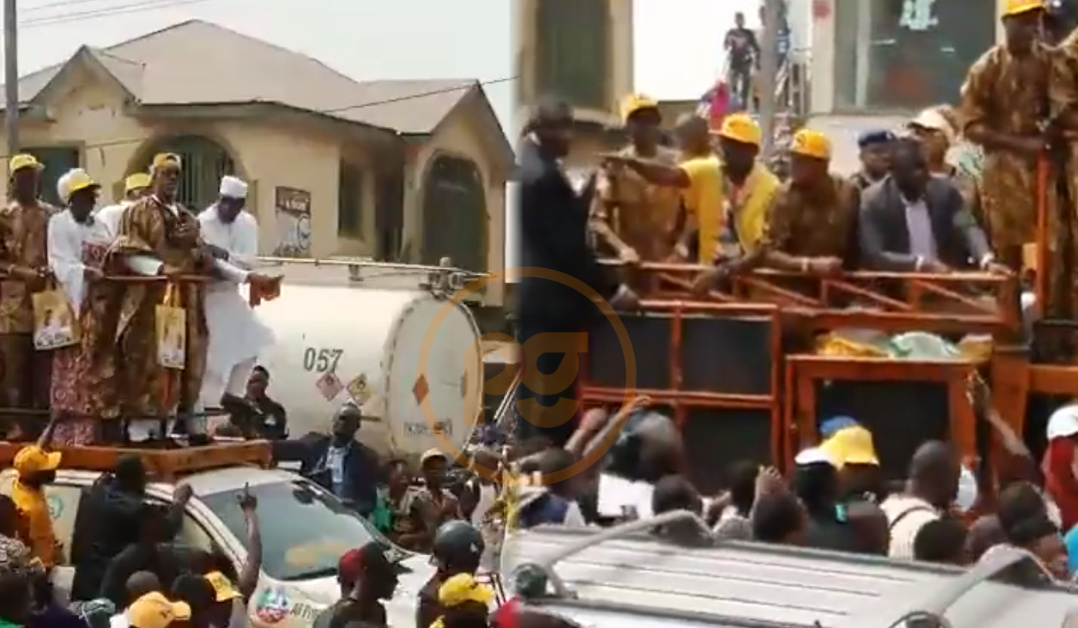 Screenshot from video of Ogun residents boo Dapo Abiodun over naira scarcity