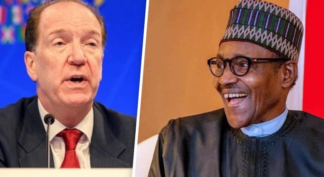 World Bank President David Malpass and President Muhammadu Buhari composite used to illustrate this story