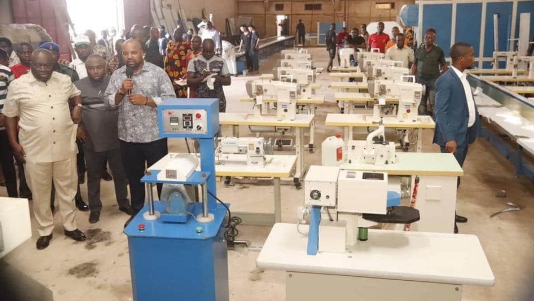 Obedience Ikpeazu in a shoe factory