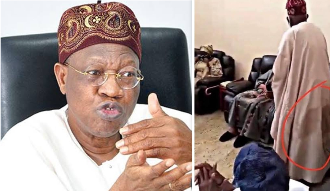 Lai Mohammed and screenshot from Tinubu's controversial video