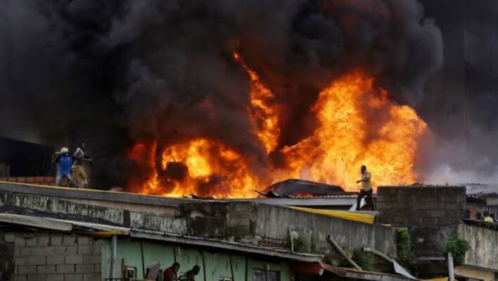 Fire outbreak in Lagos market
