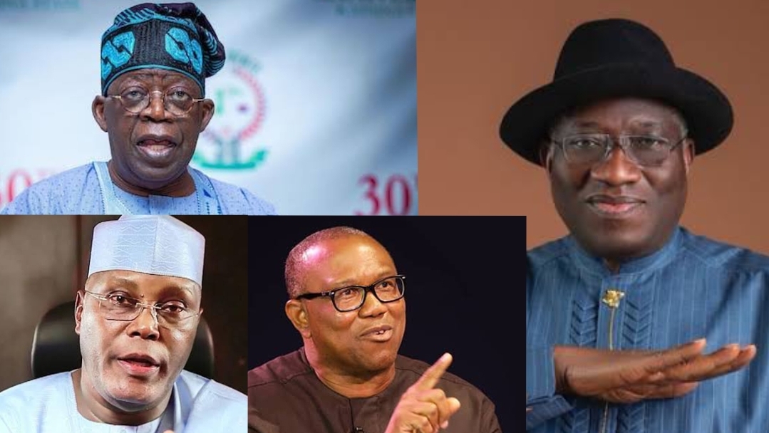 Bola Tinubu, Atiku Abubakar, Peter Obi and Goodluck Jonathan