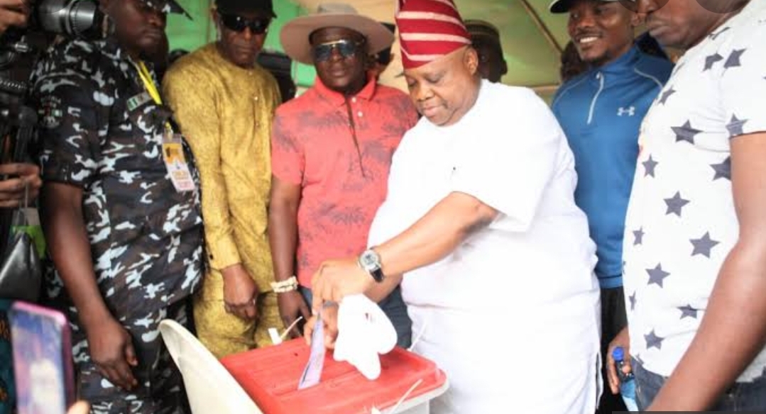 Ademola Adeleke cast his vote
