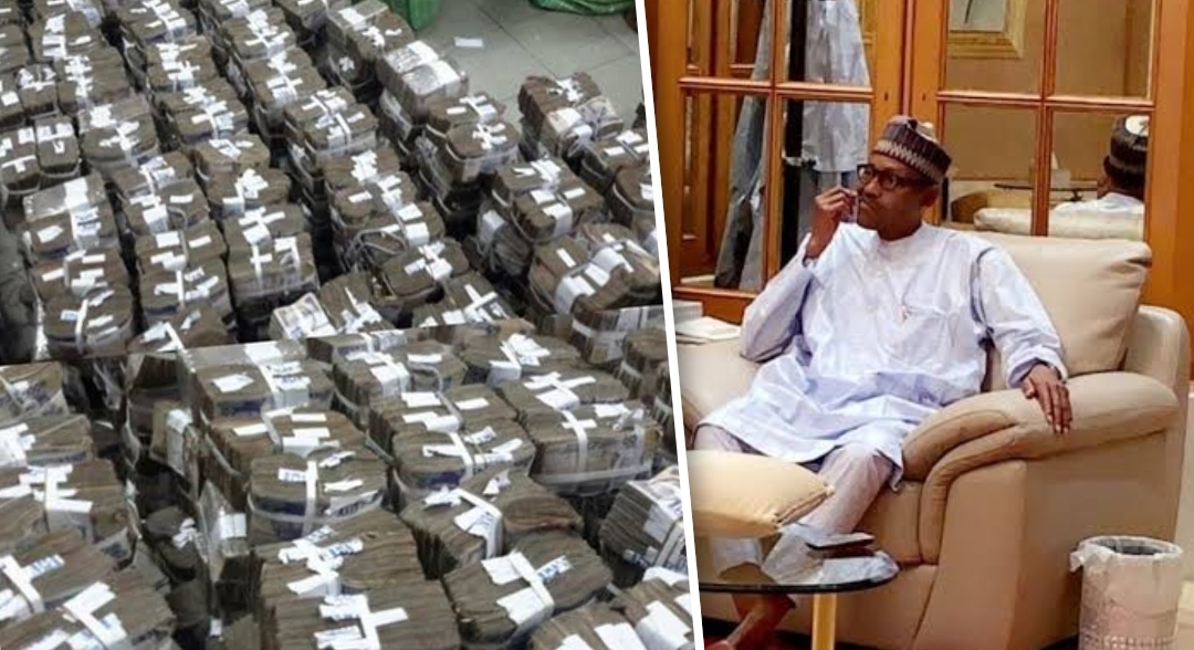 President Muhammadu Buhari and stashed Cash