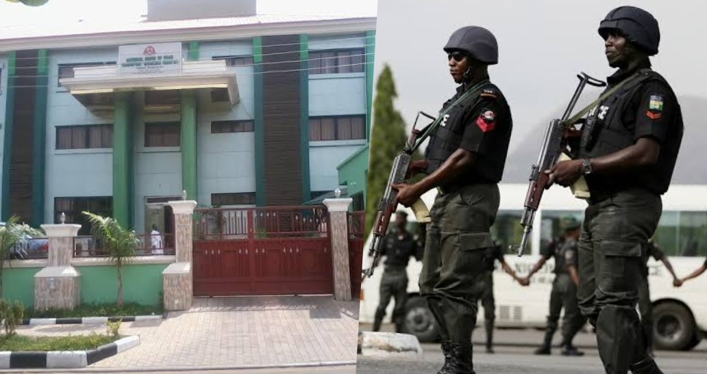 NURTW Secretariat, Abuja and armed policemen