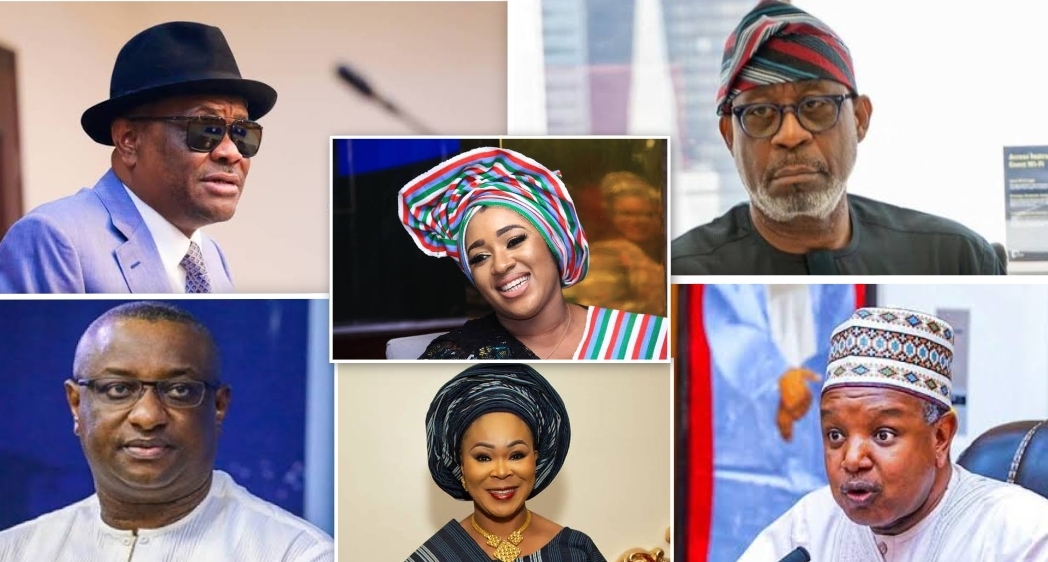 Nyesom Wike, Dele Alake, Festus Keyamo, Atiku Bagudu, Betta Edu and Uju Kennedy-Ohanenye