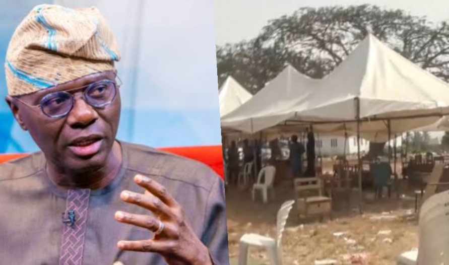 Babajide Sanwo-Olu and photo of Ibadan stampedes venue