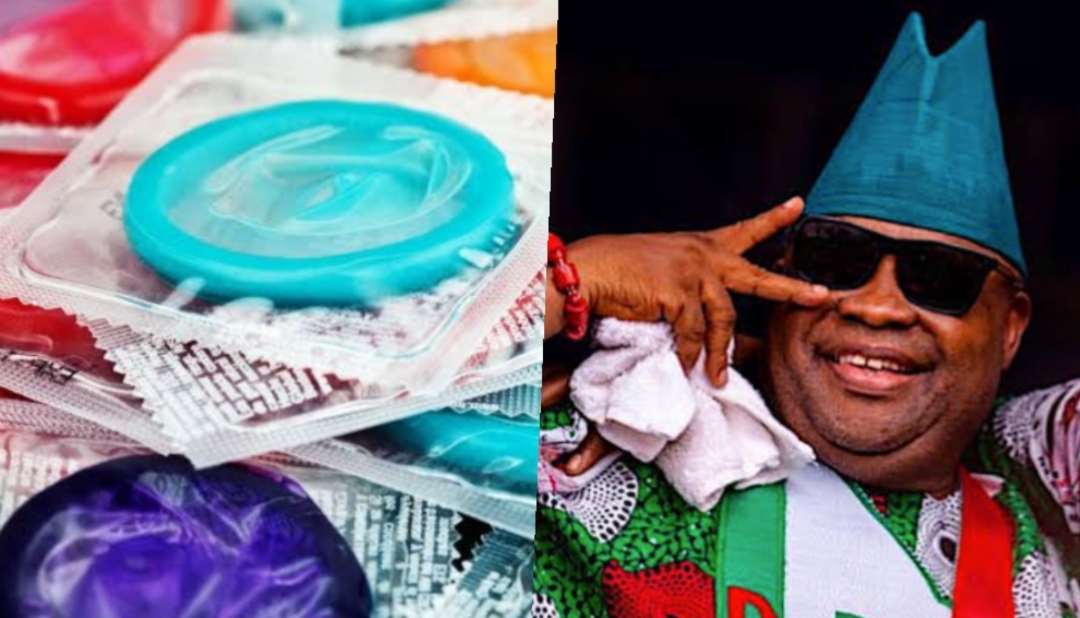 Governor Ademola Adeleke and condoms
