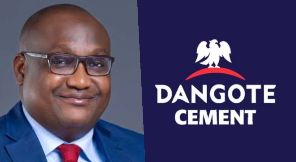 Gbenga Fapohunda and Dangote cement logo