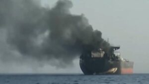 Smoke from Iranian tanker