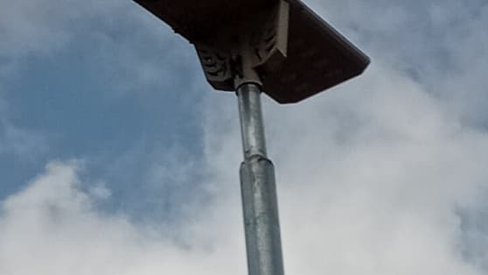 Solar street light struck by a bullet when terrorists attacked Yawota, Oriire Local Government, Oyo state
