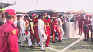 The body of late Gov. Akeredolu during the lying-in-state in Akure
