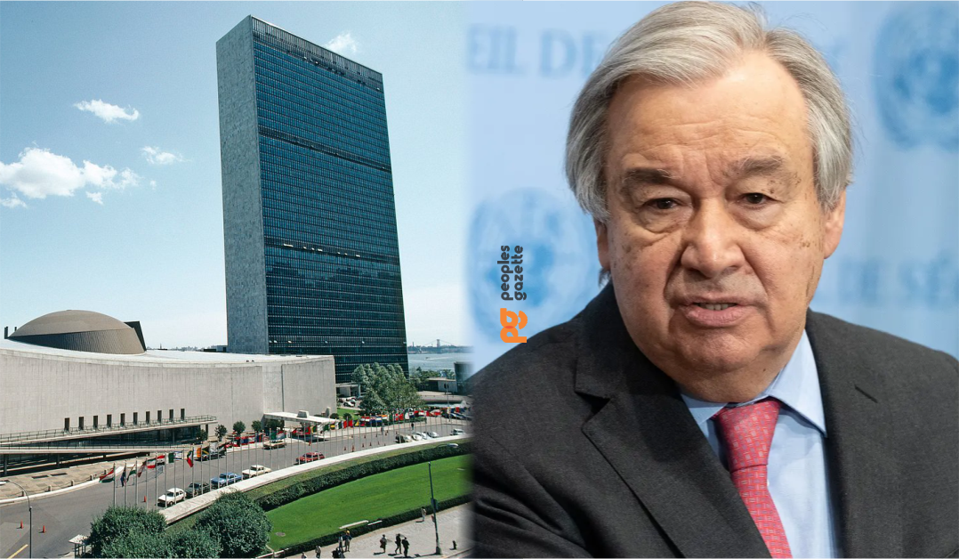 UN Hq, New york and UN secretary general Antonio Guterres