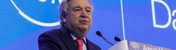 UN Secretary General António Guterres speaking at the World Economic Forum, in Davos, Switzerland