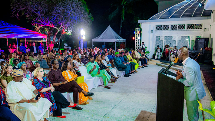 U.S. Consul General Brandon Hudspeth delivering remarks at the "Reel Connections from Hollywood to Nollywood" creative industries reception in Lagos.