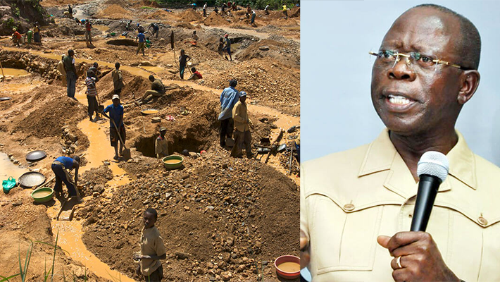 Illegal mining site and Adams Oshiomhole