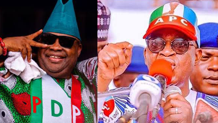 Adeleke in PDP attire; Oyetola in APC attire
