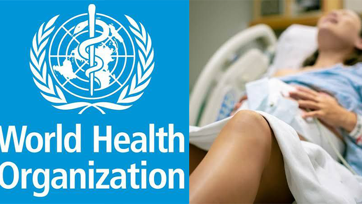 WHO logo/Women in labour