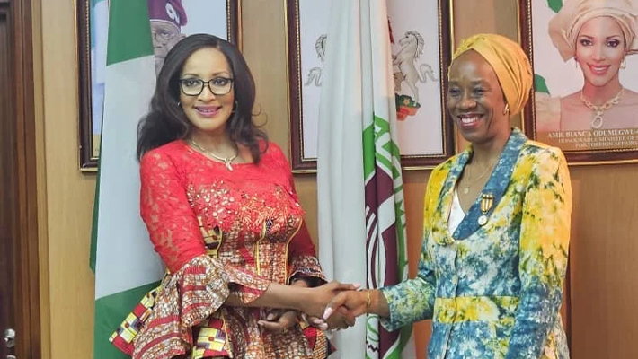 Junior minister of foreign affairs, Bianca Odumegwu-Ojukwu and IOM’s deputy director-general of operations, Ugochi Daniels