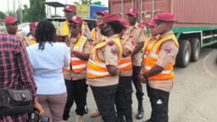FRSC officials during an intervention patrol on Wednesday in Lagos