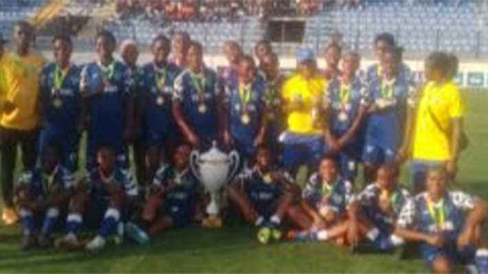 FC Robo Queens celebrates their 14th Lagos State FA Cup victory at the Mobolaji Johnson Arena, Onikan Lagos