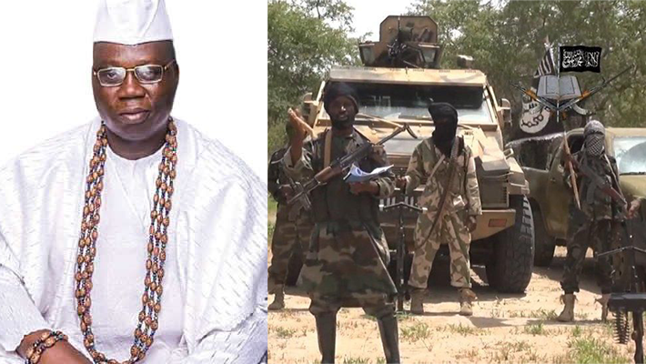 Gani Adams and masked armed terrorists.