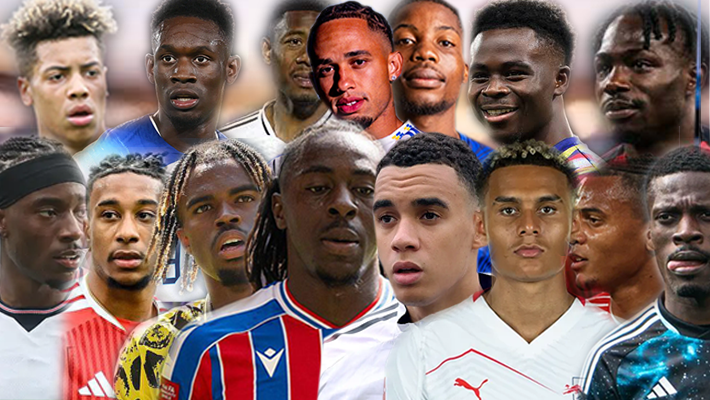 Noni Madueke ,Bukayo Saka,Eberechi Eze,Antonio Nusa,Folarin Balogun,Manuel Akanji,Noah Okafor,Michael Olise,Carney Chukwuemeka ,David Alaba,Felix Nmecha,Jamal Musiala,Ime Okon,Tani Oluwaseyi ,Promise David