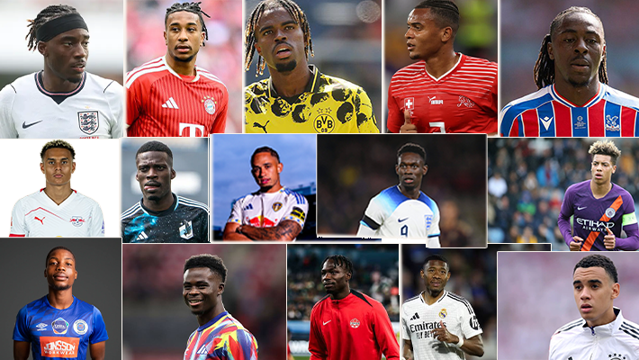 Noni Madueke ,Bukayo Saka,Eberechi Eze,Antonio Nusa,Folarin Balogun,Manuel Akanji,Noah Okafor,Michael Olise,Carney Chukwuemeka ,David Alaba,Felix Nmecha,Jamal Musiala,Ime Okon,Tani Oluwaseyi ,Promise David