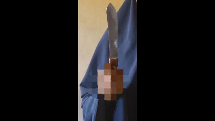 housewife for attacking her husband with a knife