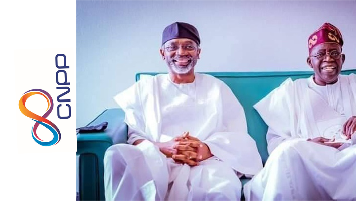 CNPP logo, Tinubu and Gbajabiamila.
