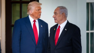 Trump standing with Netanyahu