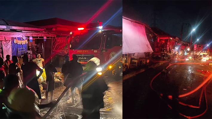 Fire razes many shops in Lagos