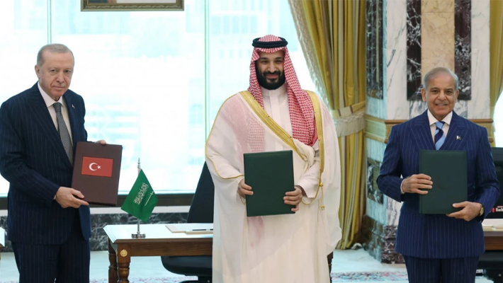 Prince Mohammed bin Salman, Recep Tayyip Erdogan and Pakistani PM Shehbaz Sharif