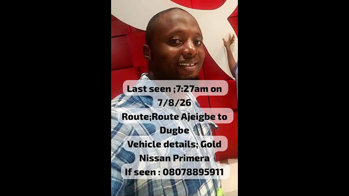 Ajibola Abidemi Arije was declared missing