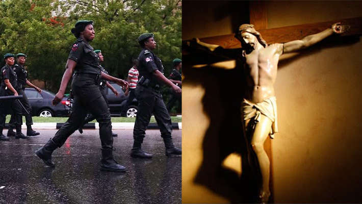Female cops in Lagos, crucifix