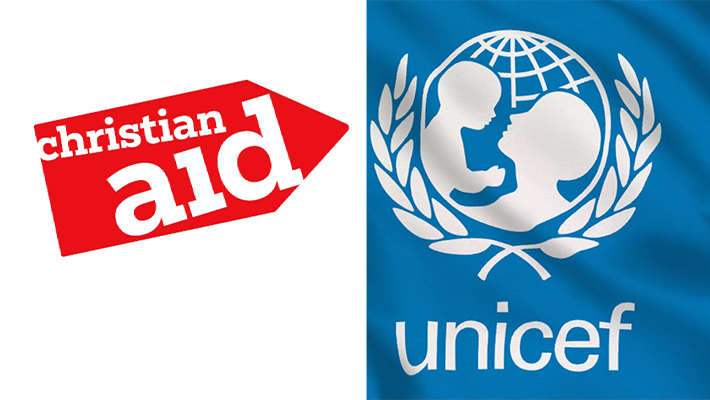 Christian Aid and UNICEF logo.